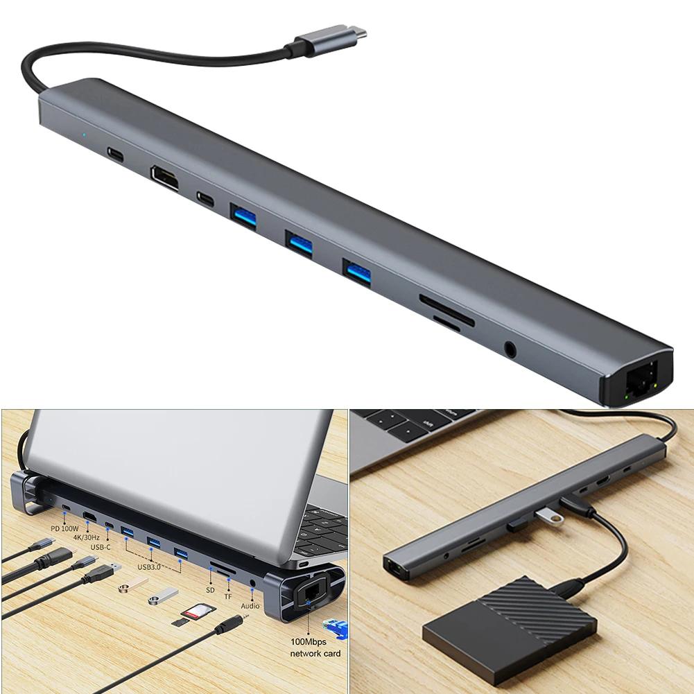 Ʈ PC Ƽ  й, TF SD ī , USB C ŷ ̼, 3 USB 3.0 Ʈ, 4K, 30Hz, 3.5mm  , 10 in 1